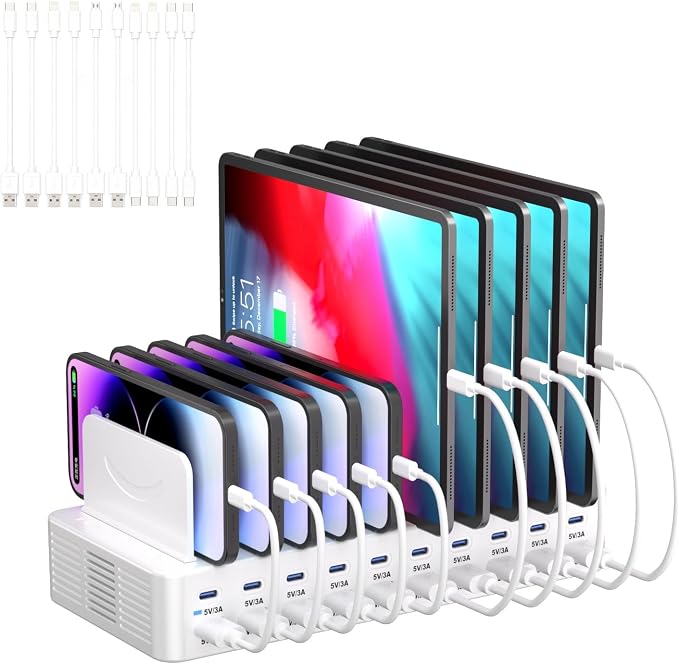 270W Charging Station for Multiple Devices, 20-Port USB Fast Charging Station by Unknown