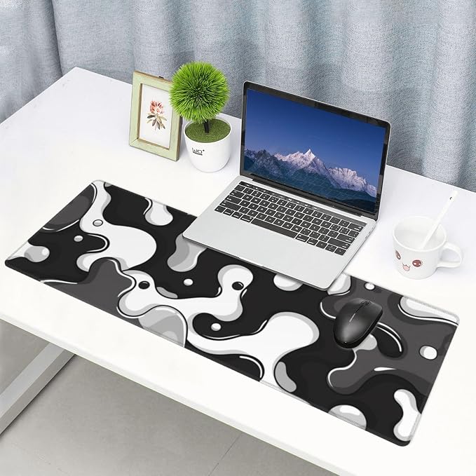 Black and White Gaming Mouse Pad, Large Mouse Pad - Image 2