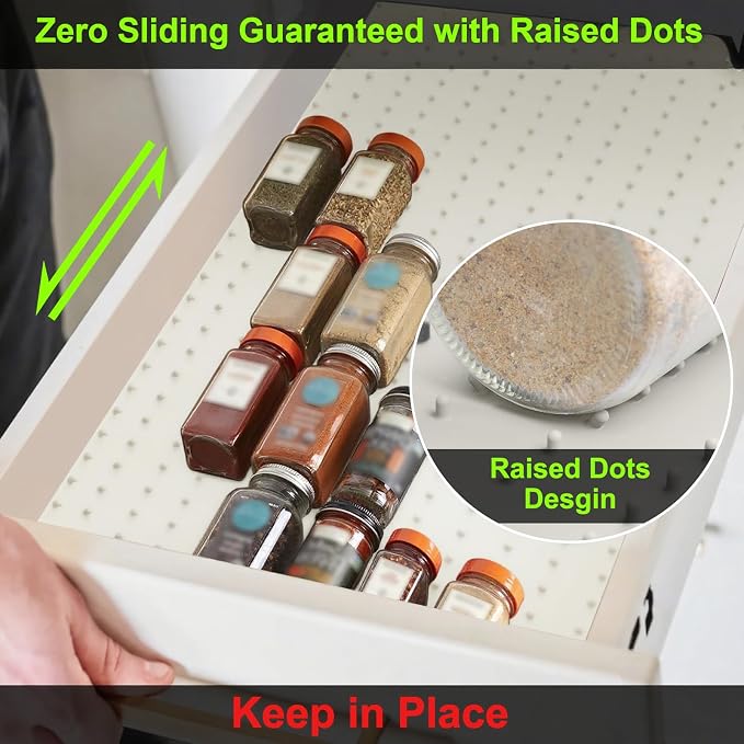 Gosmol Spice Drawer Organizer insert, Adjustable & Non-Slip Silicone Spice - Image 2