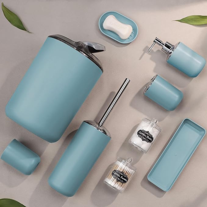 IMAVO Bathroom Accessories Set, 9 Pieces Bathroom Accessory Set, Qtip Holders - Image 7