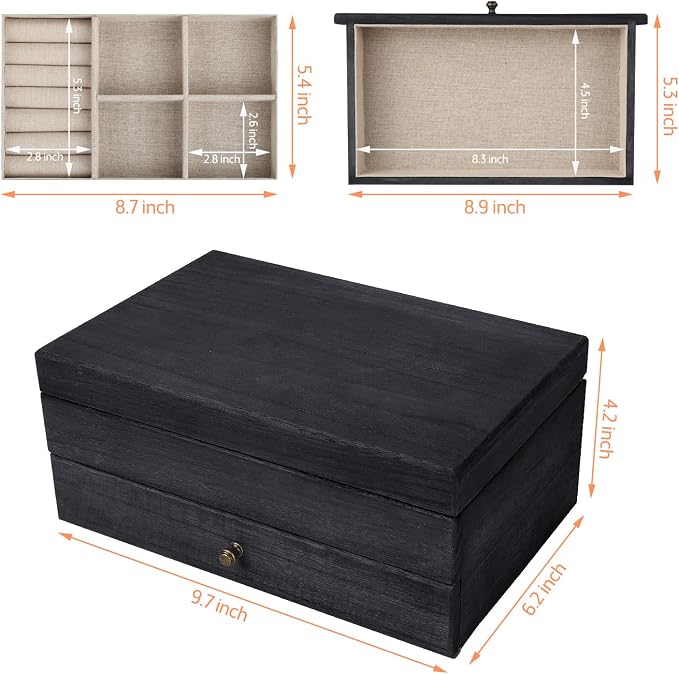 Meangood Jewelry Box Organizer for Women, 2 Layer Large Jewelry Storage Case - Image 7