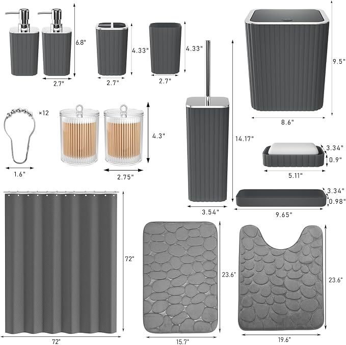Bathroom Accessories Set- 25PC Grey Bathroom Set, Bathroom Set - Image 3