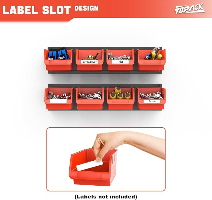 TORACK Wall Mounted Storage Bins, 16 Plastic Bins - Image 5