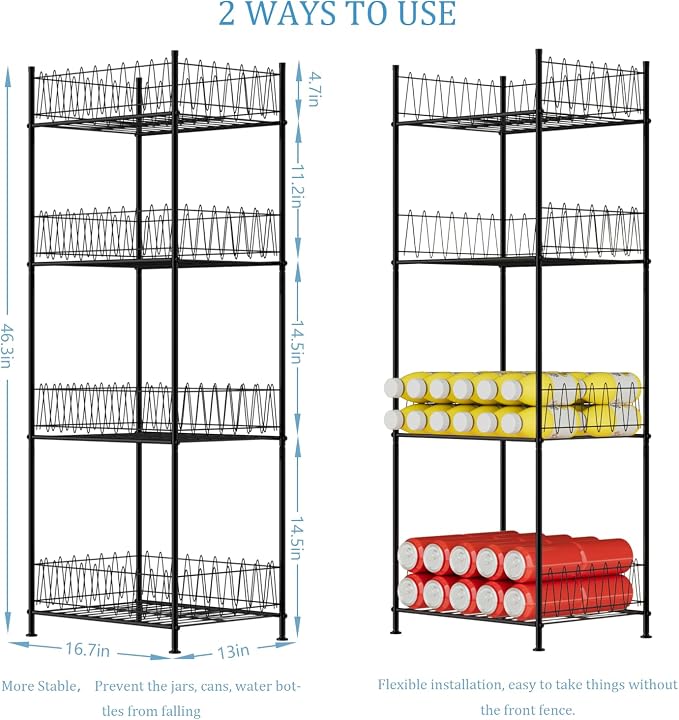 smusei Water Bottle Organizer Rack 4 Tier Free Standing Bottled Water Storage - Image 2