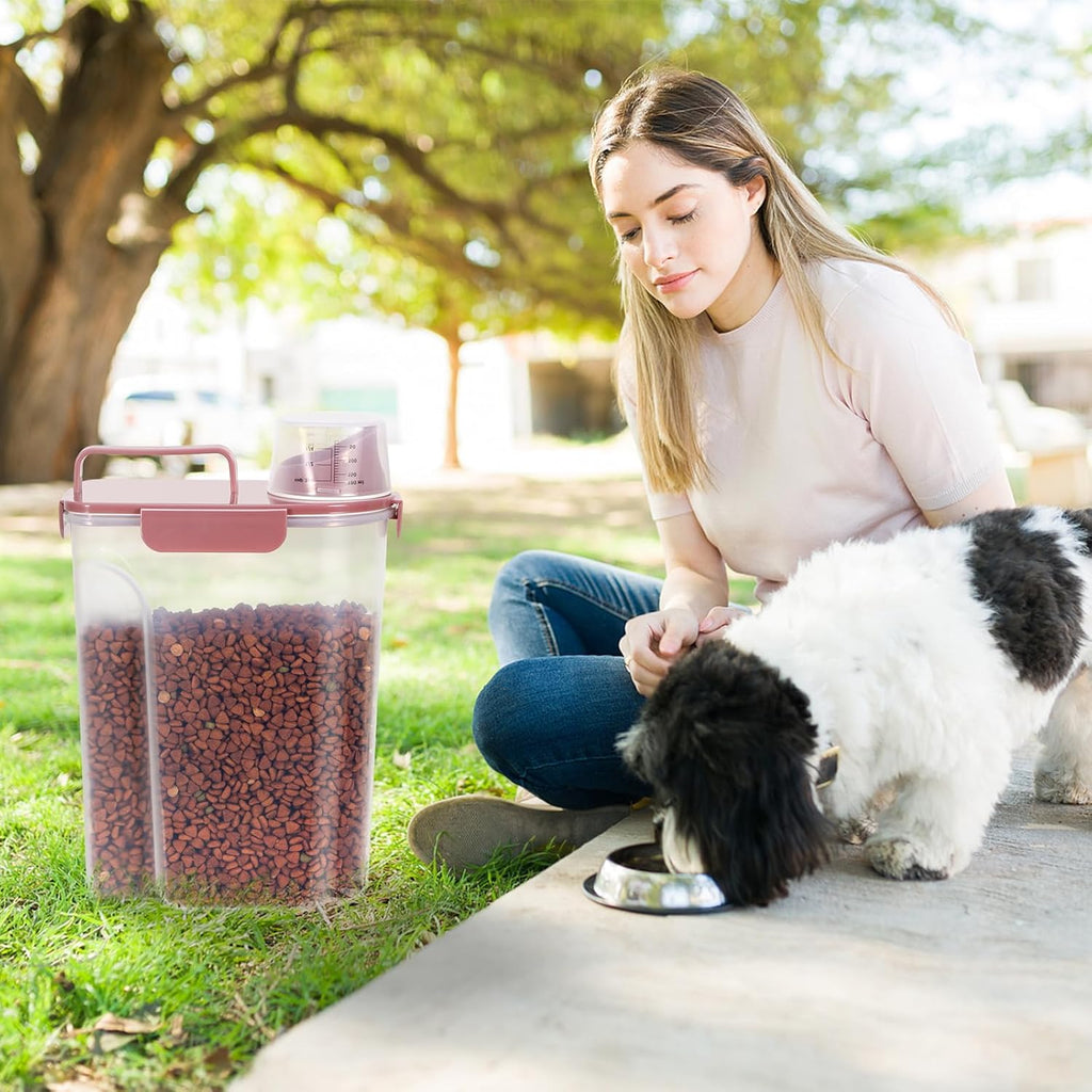 LEAWALK Cat Dog Pet Food Storage Container 5-7Lbs BPA-free (Pink+Blue)