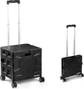 CleverMade Collapsible Wheeled Crate, 55L Capacity, 4 Double Wheels, Foldable by CleverMade