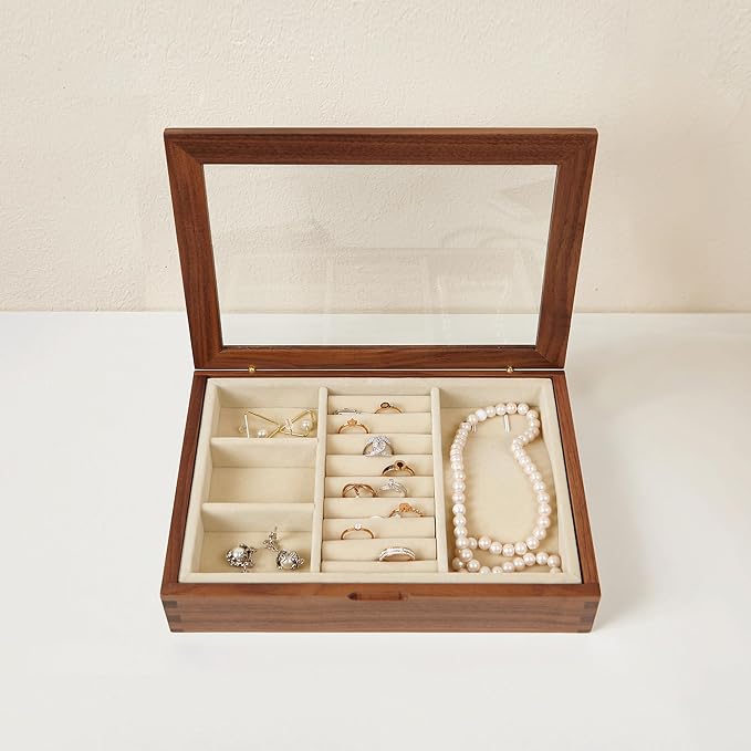 YESWOOD Jewelry Box Organizer, North America Black Walnut Wood Jewelry Boxes - Image 3
