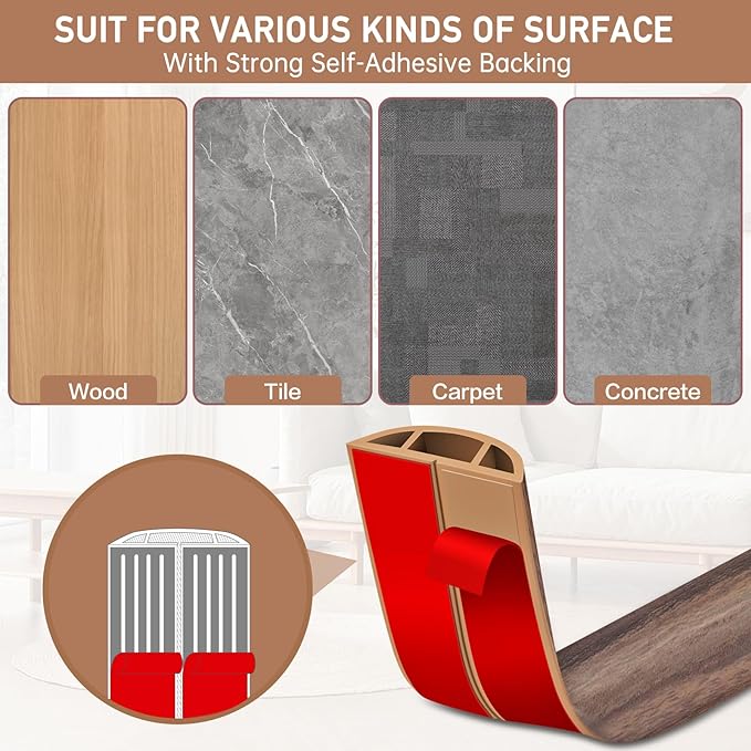 Floor Cord Cover Self Adhesive Cord Hider Floor Extension Cord Covers - Image 4
