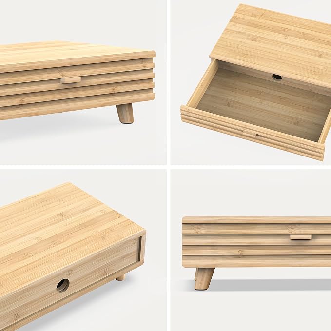 Bamboo Monitor Stand with Drawer - Image 6