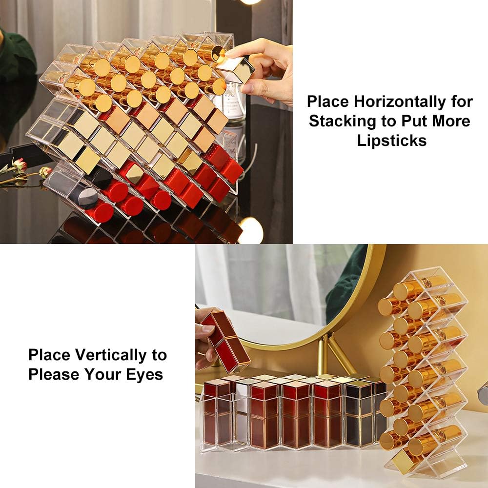 JessLab Acrylic Lipstick Organizer, 16 Slots Lip Gloss Holder Storage