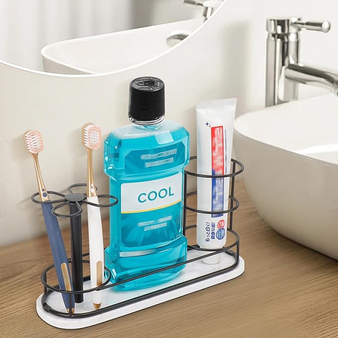 HarJue Toothbrush Holder Stand for Bathroom, Metal Toothbrush Organizer - Image 9