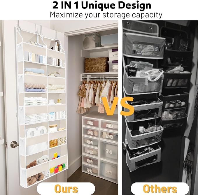 2 Pack Over the Door Organizer 5 Tiers, Extra Large Behind Door Storage of 10 - Image 2