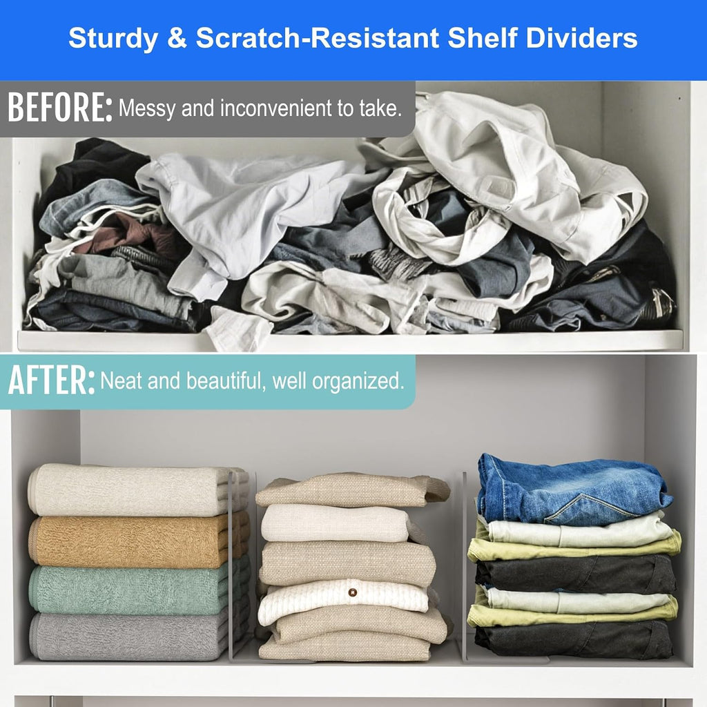 OKPOW Shelf Dividers Closet Organizer - 7.5" Tall X 11.8" Deep Acrylic