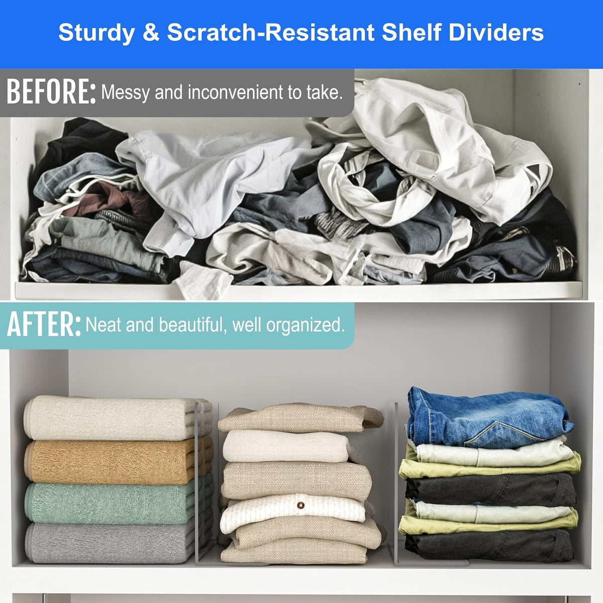 OKPOW Shelf Dividers Closet Organizer - 7.5" Tall X 11.8" Deep Acrylic