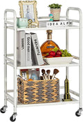3 Tier Rolling Cart Shelves,Heavy Duty Multifunctional Metal