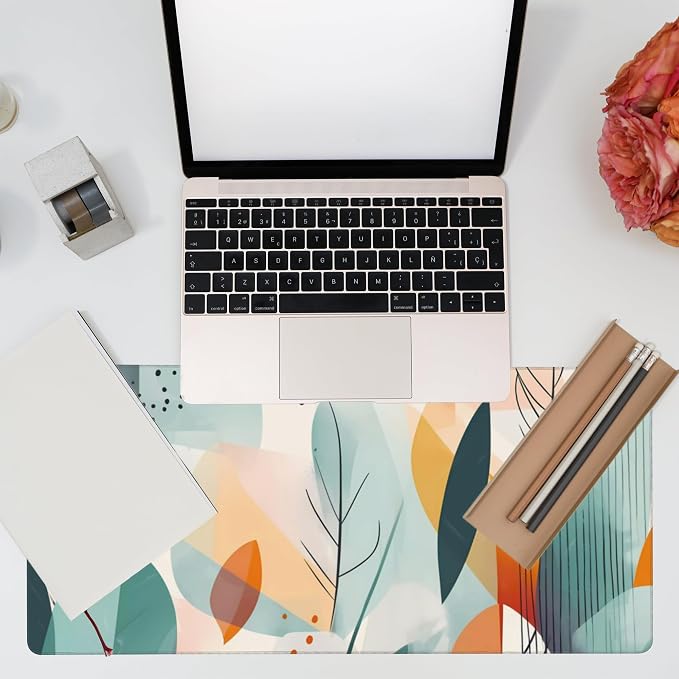Desk Pad, Abstract Colorful Leaves Desk Mat, Abstract Line Art Large Gaming - Image 7