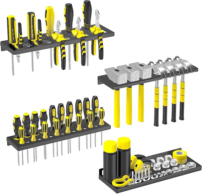 Wall Mount Screwdriver Organizer, Pliers Holder, Hammer Rack, Metal Storage by JSYONII