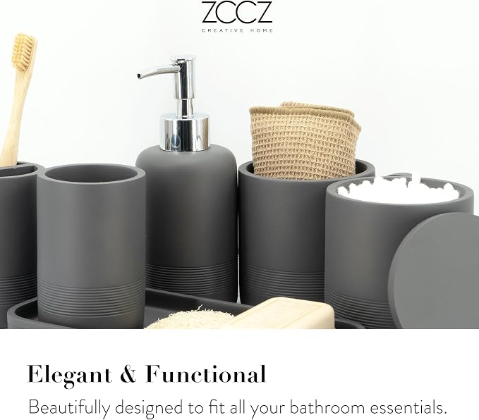 ZCCZ Gray Bathroom Accessories Set 6 Pieces - Image 2
