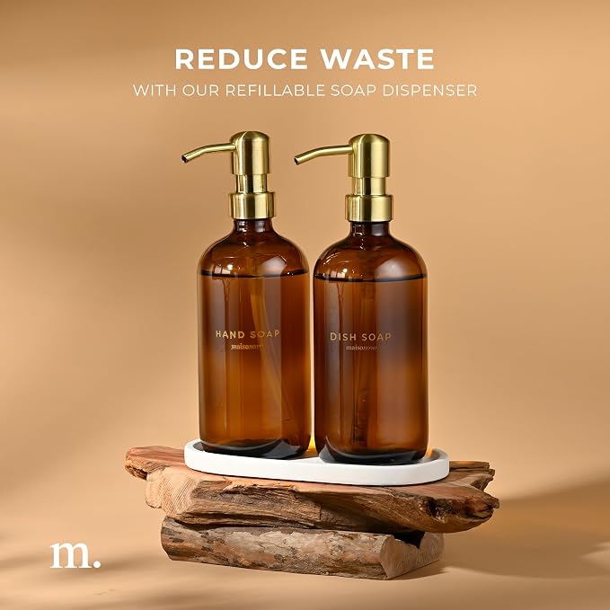 MaisoNovo Soap Dispenser 3-Piece Set | 16.9oz Amber Bottles - Image 7