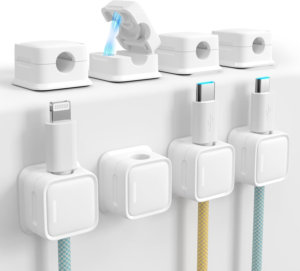 8 Pack Cord Organizer Holder, One-Hand Magnetic Cable Clip for Desk