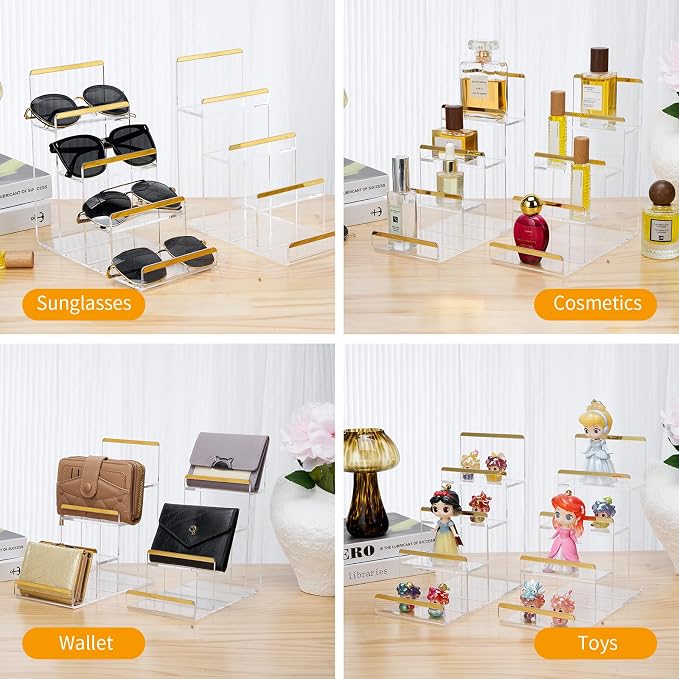 Purse Display Stands, 2 Pack 4-Tier Acrylic Wallet Holder Risers Stand - Image 6