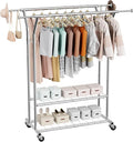 VEVOR Clothes Rack, Rolling Clothing Garment Rack, Extendable Carbon Steel by VEVOR