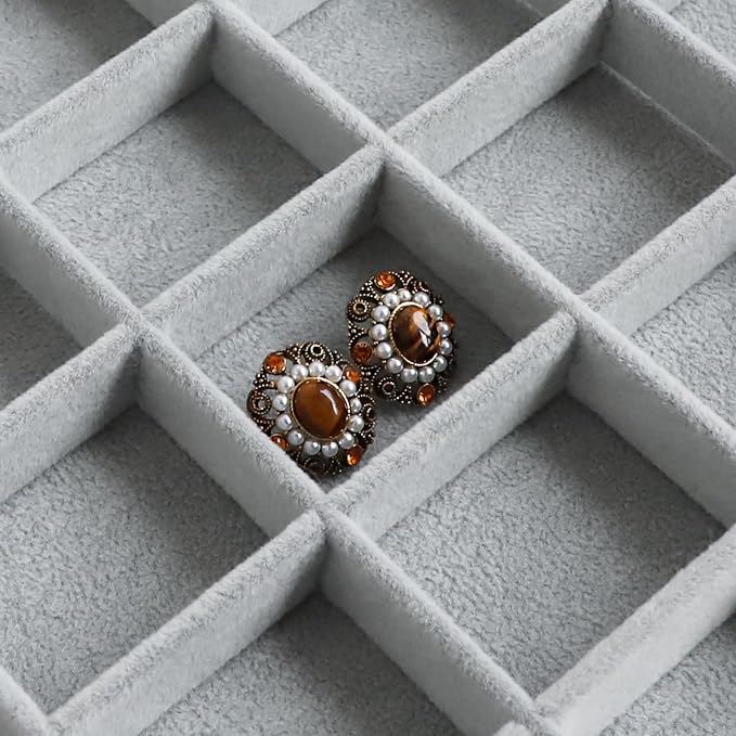 Wudygirl 30 Grid Jewelry Organizer Velvet Jewelry Box Jewelry Tray - Image 2