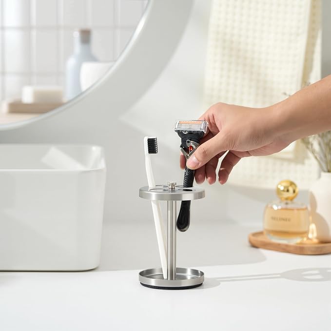 Brushed 18/8 Stainless-Steel Toothbrush Holder Stand: Rustproof Bathroom - Image 3