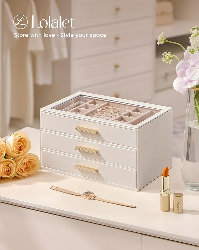 Lolalet Jewelry Box Organizer, 3-Layer Jewelry Organizers and Storage Case - Image 6