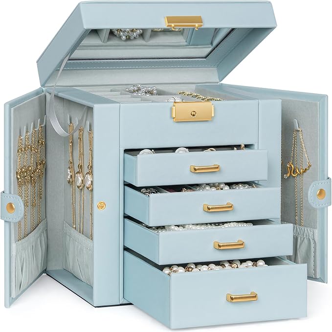 TORIBIO Jewelry Box for Women, Leather Jewelry Organizer by TORIBIO