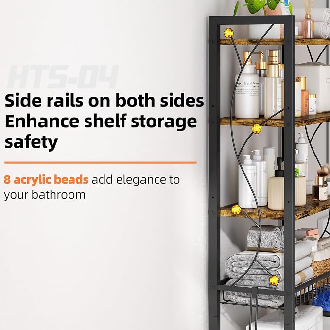 Over-The-Toilet Storage Rack, 4-Tier Bathroom Organizer Shelf Over Toilet - Image 3
