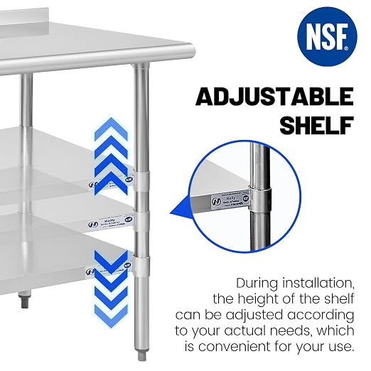 Hally Stainless Steel Table for Prep & Work 24 x 36 Inches, Commercial Heavy - Image 7