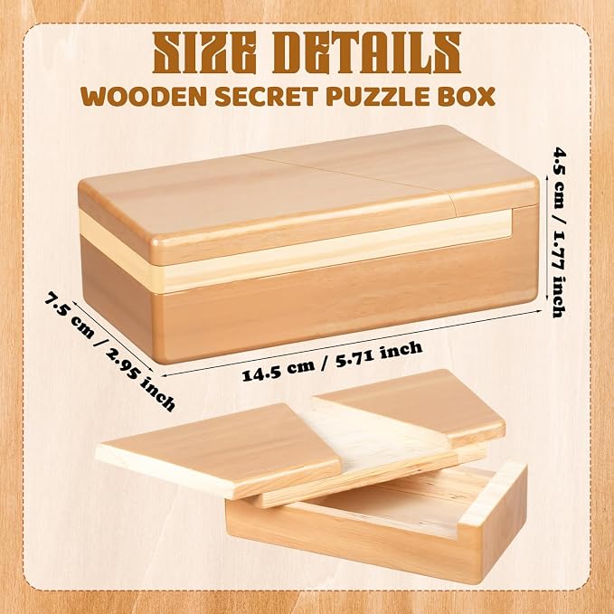 Gejoy Secret Puzzle Box Cash Gift Wooden Puzzle Box - Image 2