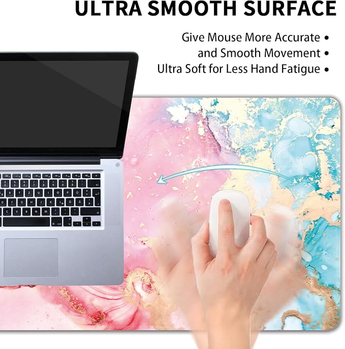 Cute Pink Marble Large Mouse Pad, Gaming Keyboard Desk Pad, Extended Mouse Mat - Image 5