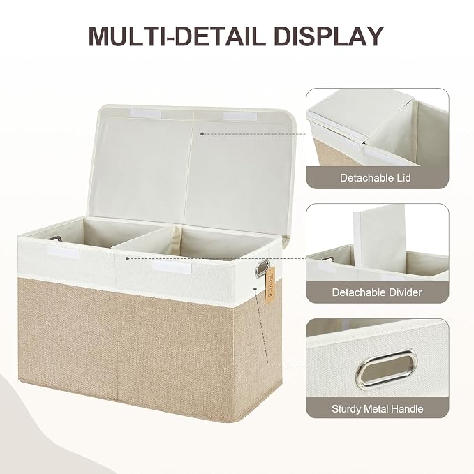 Large Toy Box with Flip-Top Lid, Collapsible Storage Organizer Bins with - Image 3