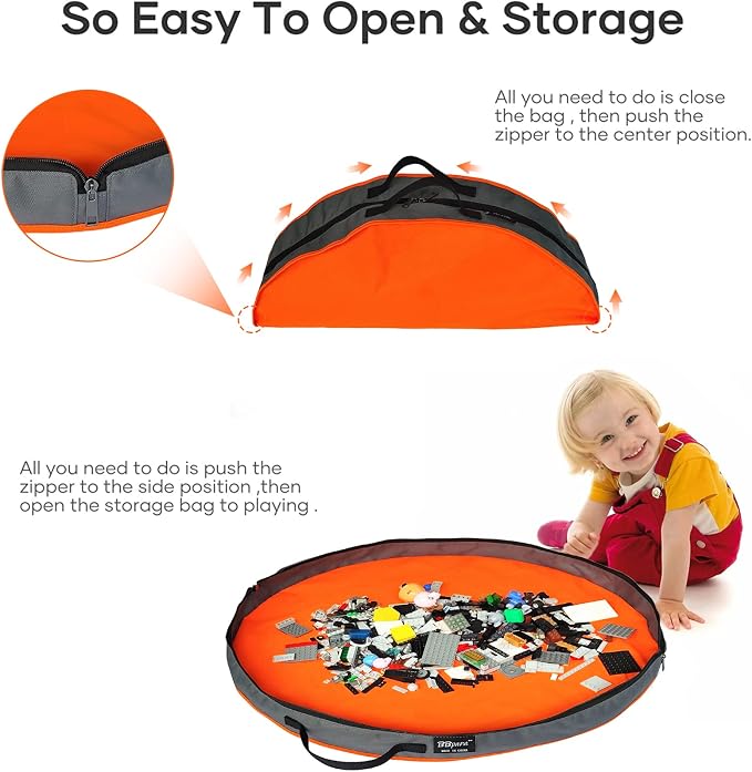 Toy Storage Basket Play Mat for Building Bricks & Blocks - Image 2