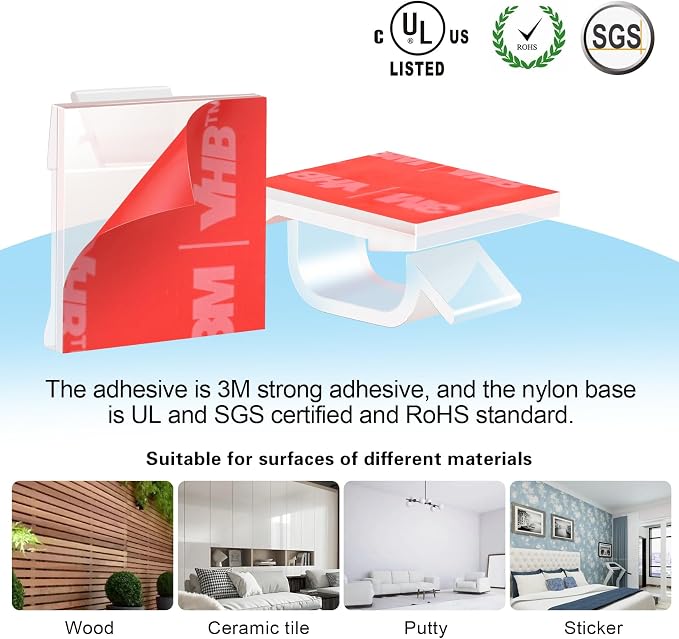 120PCS XHF Adhesive Cable Wire Clips Clear, Outdoor Christmas Light Clips - Image 3