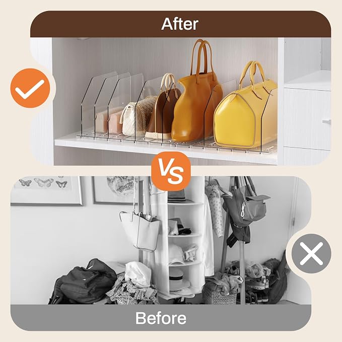 Purse Organizer for Closet, Adjustable Clear Handbag Storage Holder, Acrylic - Image 4
