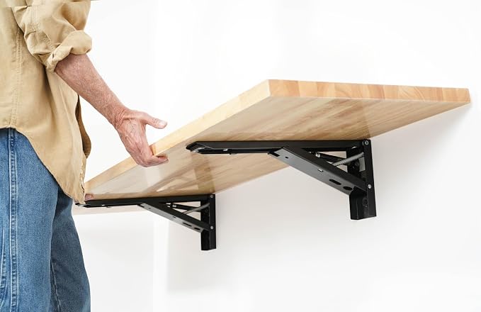 SafeRacks Heavy Duty Wall Mounted Folding Table | Collapsible Workbench - Image 2