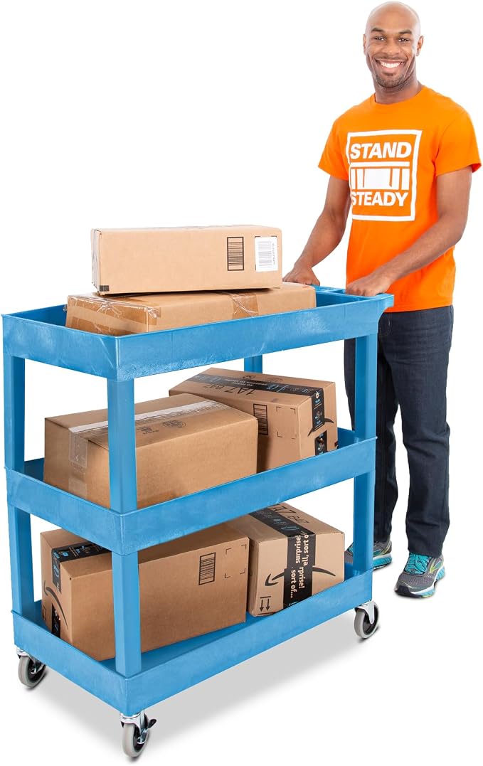 Stand Steady Tubstr 3 Shelf Utility Cart | Made in USA | Heavy Duty Tub Cart by StandSteady