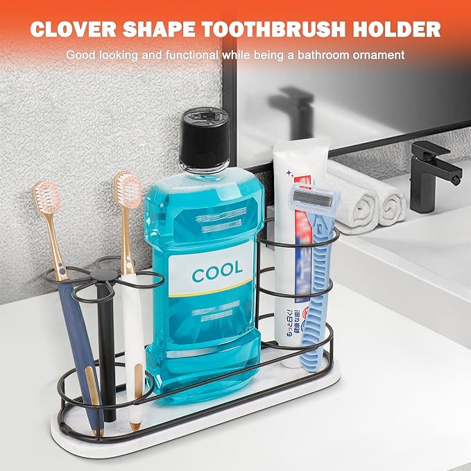 HarJue Toothbrush Holder Stand for Bathroom, Metal Toothbrush Organizer - Image 3