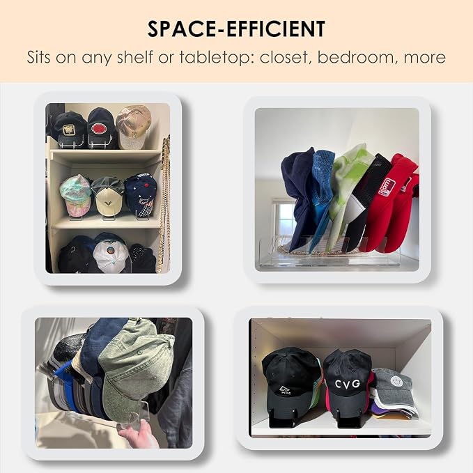 HAYVAN Hat Organizer for Baseball Caps 2 Packs, Acrylic Cap Storage Holder for - Image 5