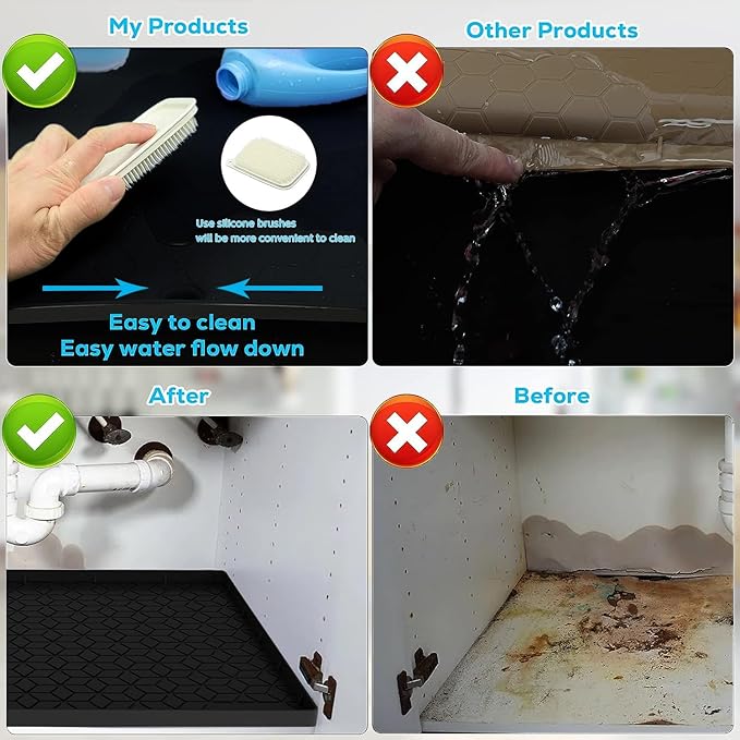 Under Sink Mat for Kitchen Silicone Waterproof Under Sink Liner, Flexible Sink - Image 6