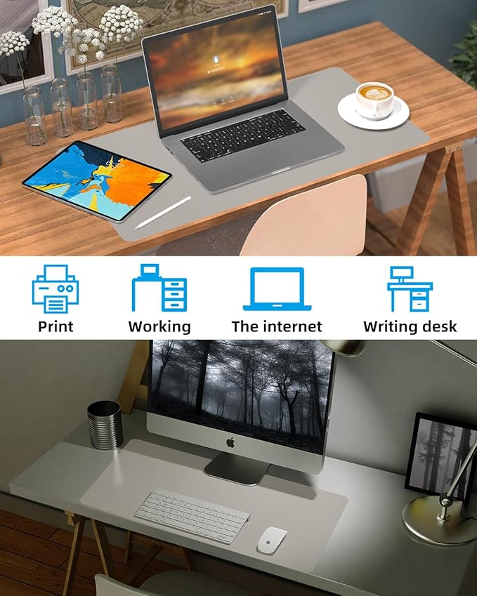 Leather Desk Pad Protector, Large Office Mat & Mouse Pad, Non-Slip Laptop Desk - Image 6