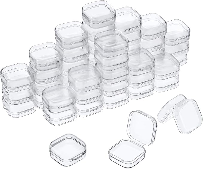 SATINIOR 48 Packs Clear Small Plastic Containers Transparent Storage Box by SATINIOR