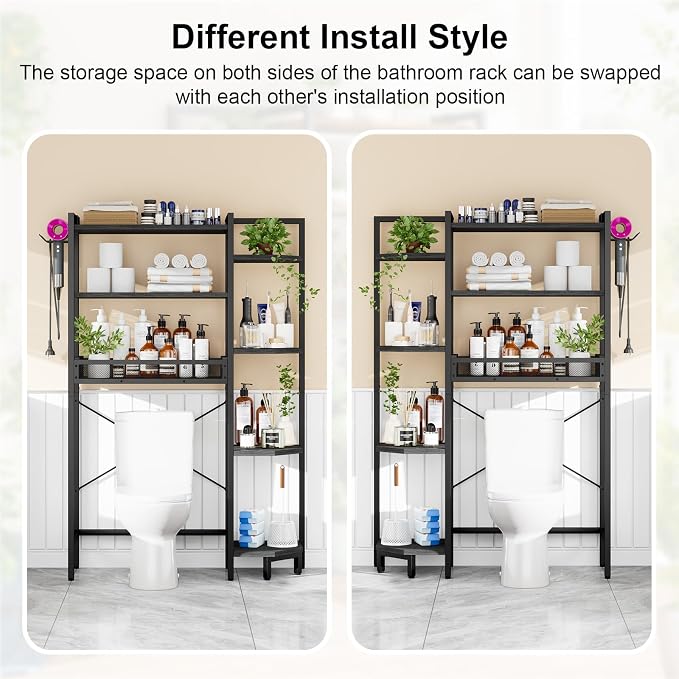 K1 Heavy Duty 7-Tier Over The Toilet Storage（with Basket and Paper Hook） - Image 4