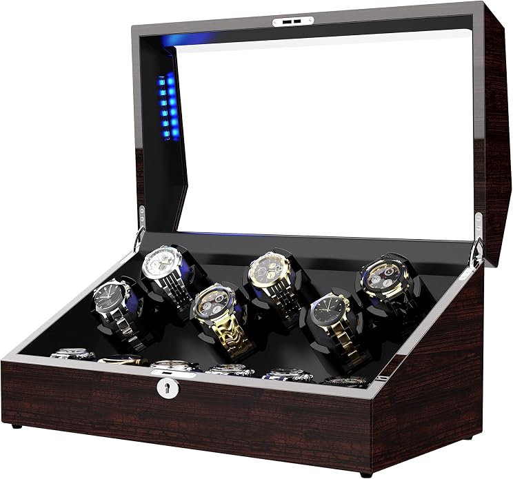 Watch Winder for 12 Storages, Wood Piano Paint Shell+ Extremely Silent Motors - Image 3