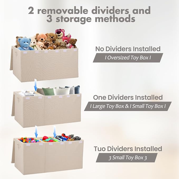 Extra Large Toy Box 167L, Sturdy Toy Storage Chest Organizer Bin Baskets - Image 3