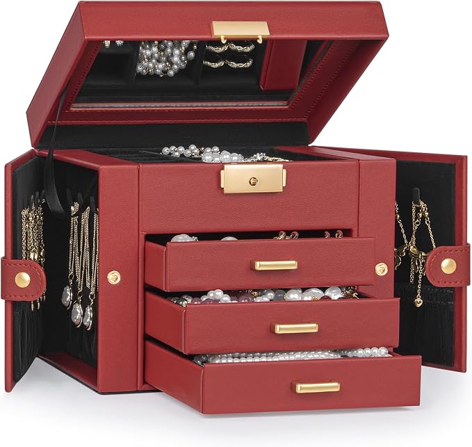 TORIBIO Jewelry Box for Women, Leather Jewelry Organizer by TORIBIO