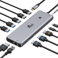 Laptop Docking Station 13 in 1, Dual Monitor Triple 4K Display, 8 USB C/A Ports by LIONWEI